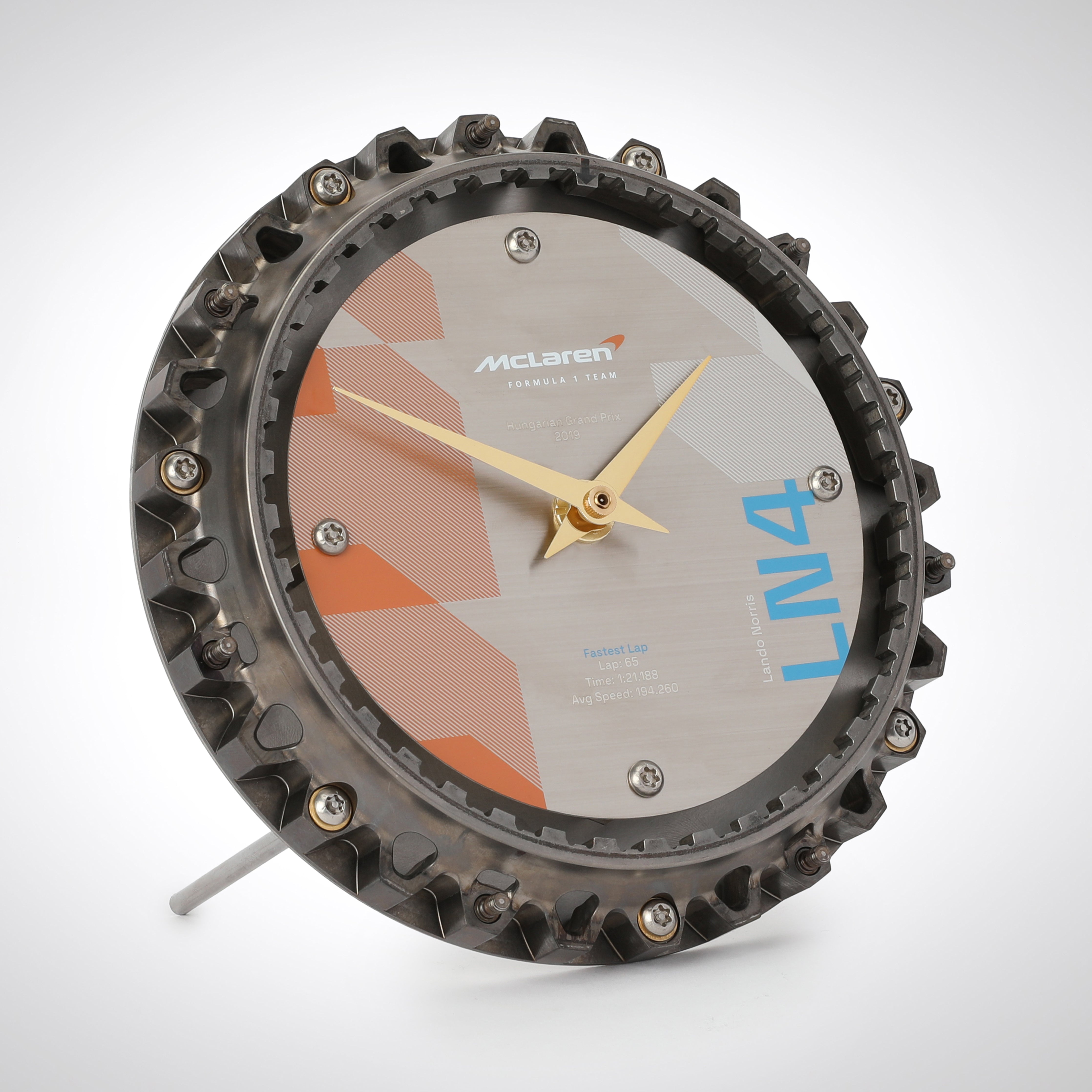 Lando Norris 2019 Race Used Mclaren F1 Team Brake Disc Bell Clock – Hungarian GP