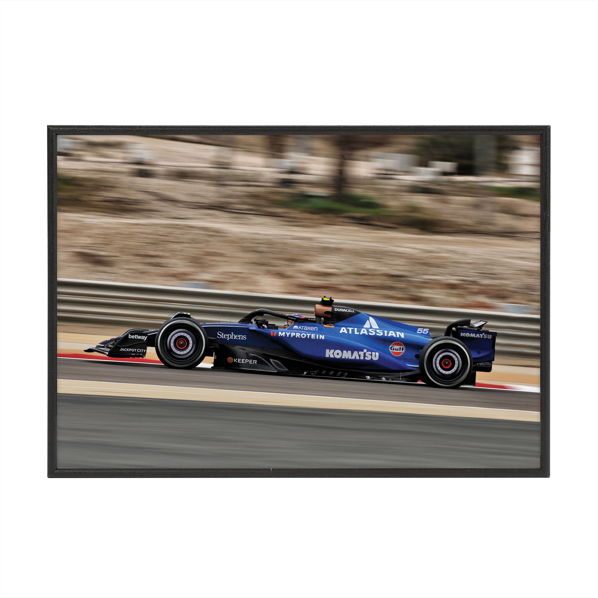 Carlos Sainz 2025 Atlassian Williams Racing Box Frame Print - Pre-Season Testing