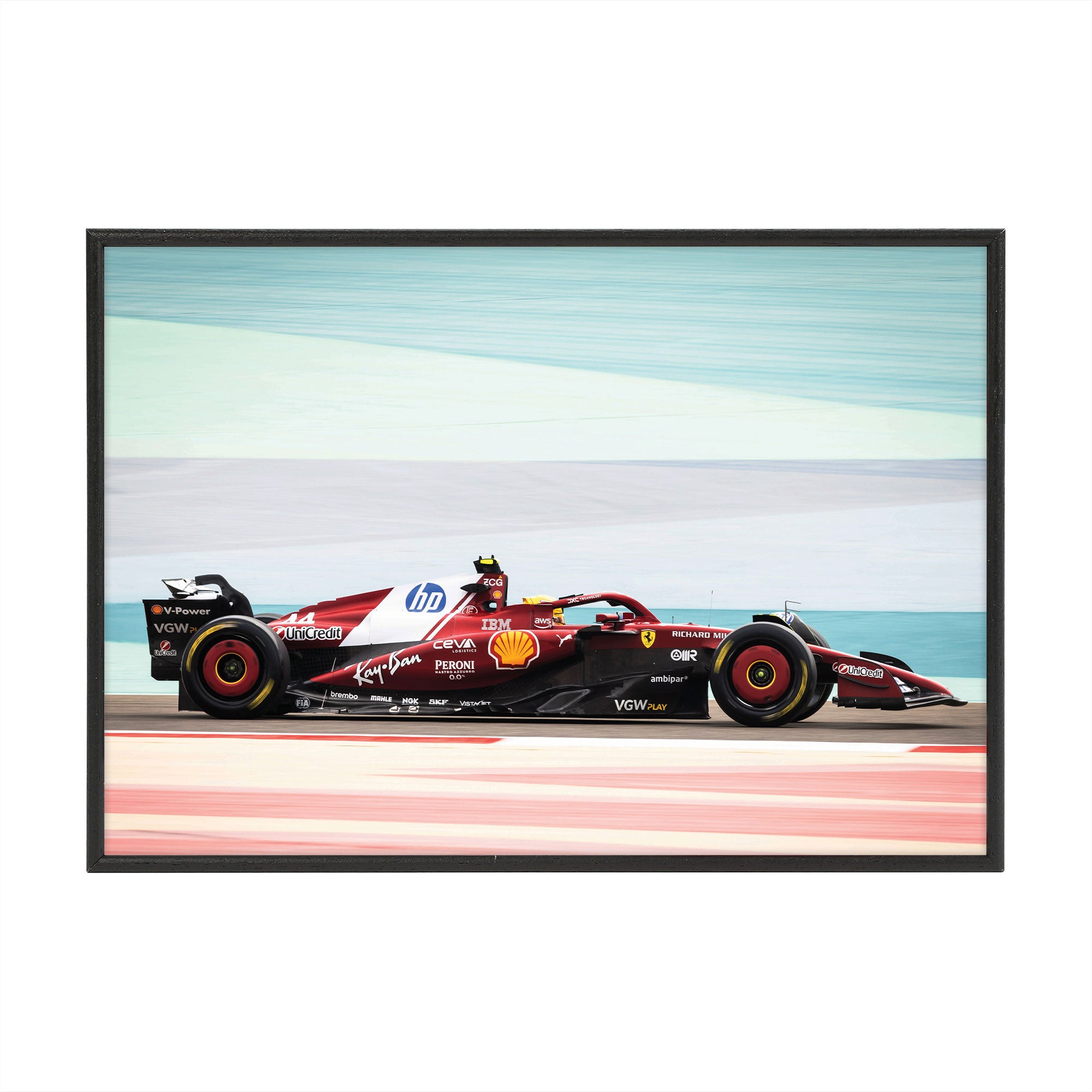 Lewis Hamilton 2025 Scuderia Ferrari Box Frame Print - Pre-Season Testing