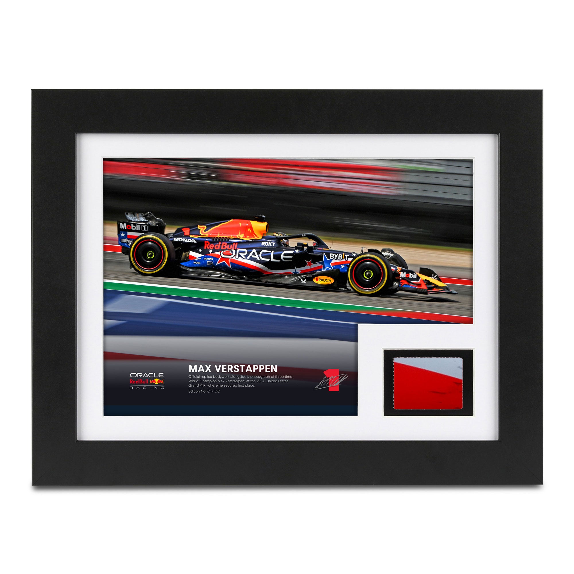 Limited Edition Max Verstappen 2023 Oracle Red Bull Racing Replica Bodywork & Photo – US GP Edition