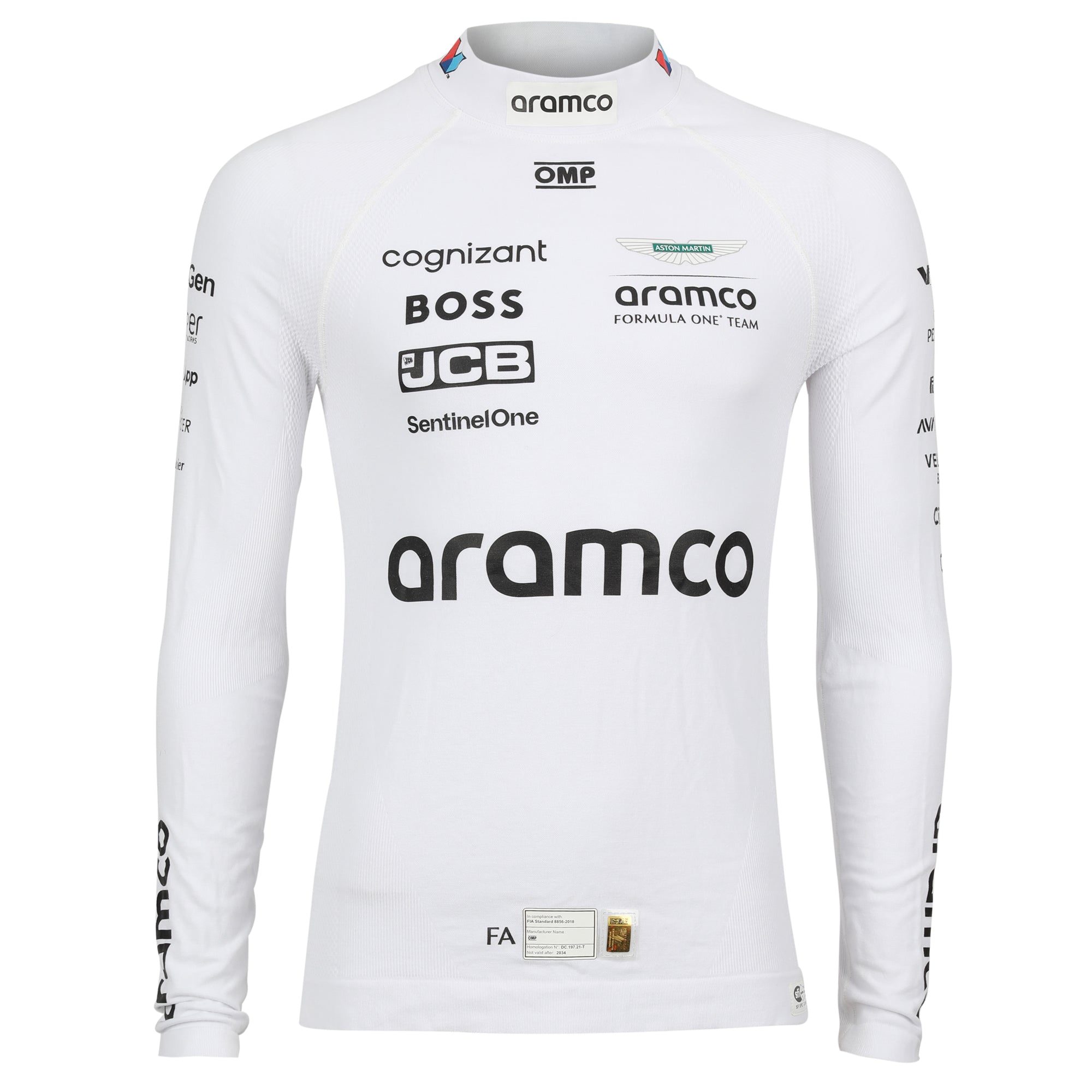 Fernando Alonso Un-Signed 2024 Aston Martin Aramco Formula One Team Grand Prix Used Nomex - Singapore GP - White