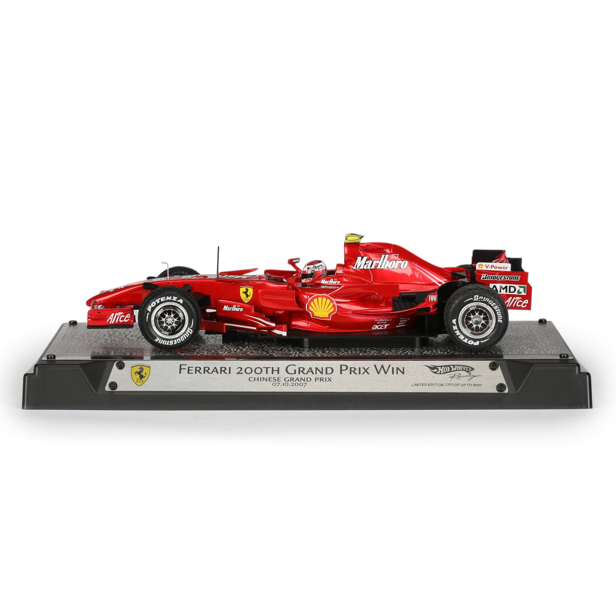 Kimi Räikkönen 2007 Signed 1:18 Scale Model Ferrari F2007 With Display Case