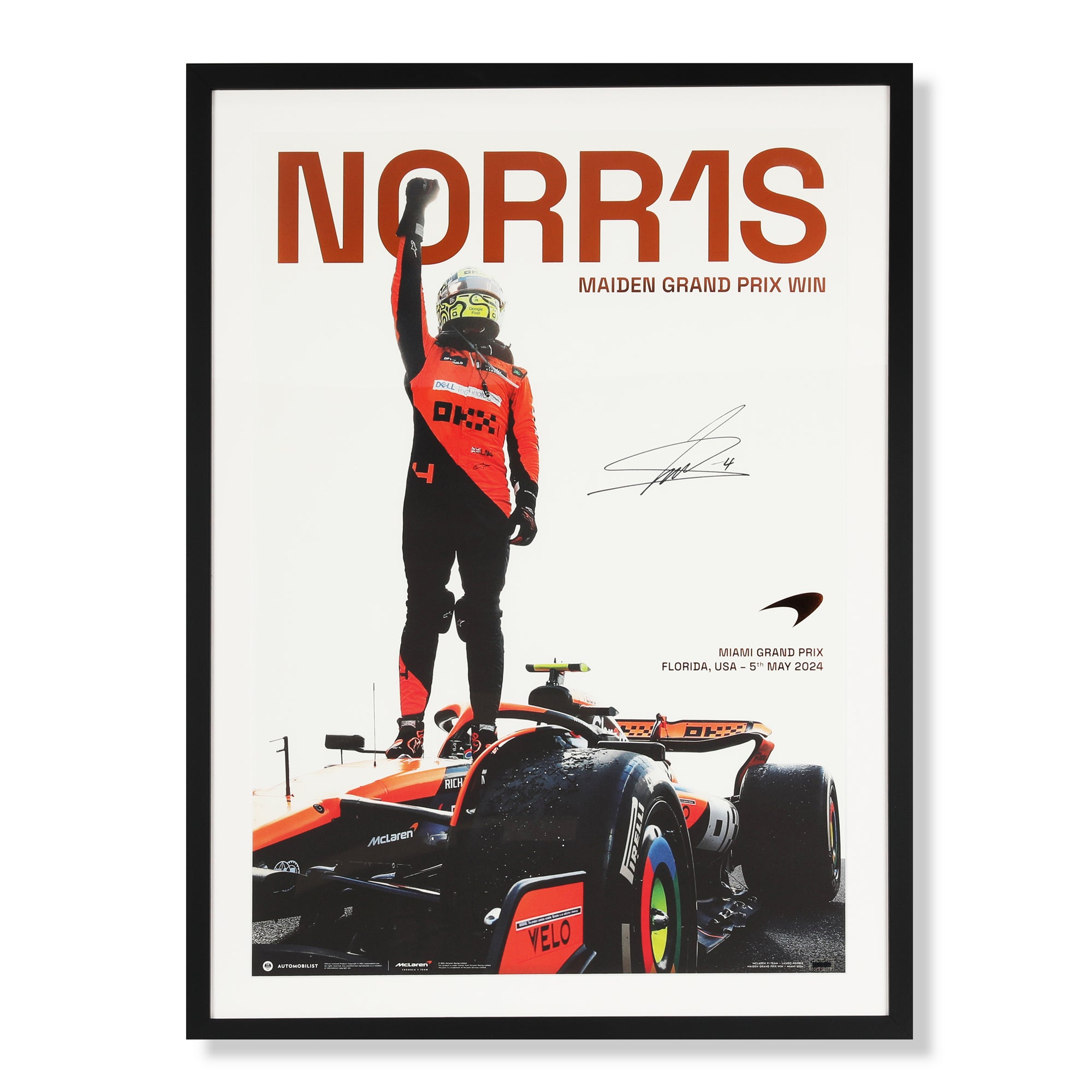 Lando Norris McLaren F1 Team Maiden GP Win Signed Poster 2024 - Miami GP