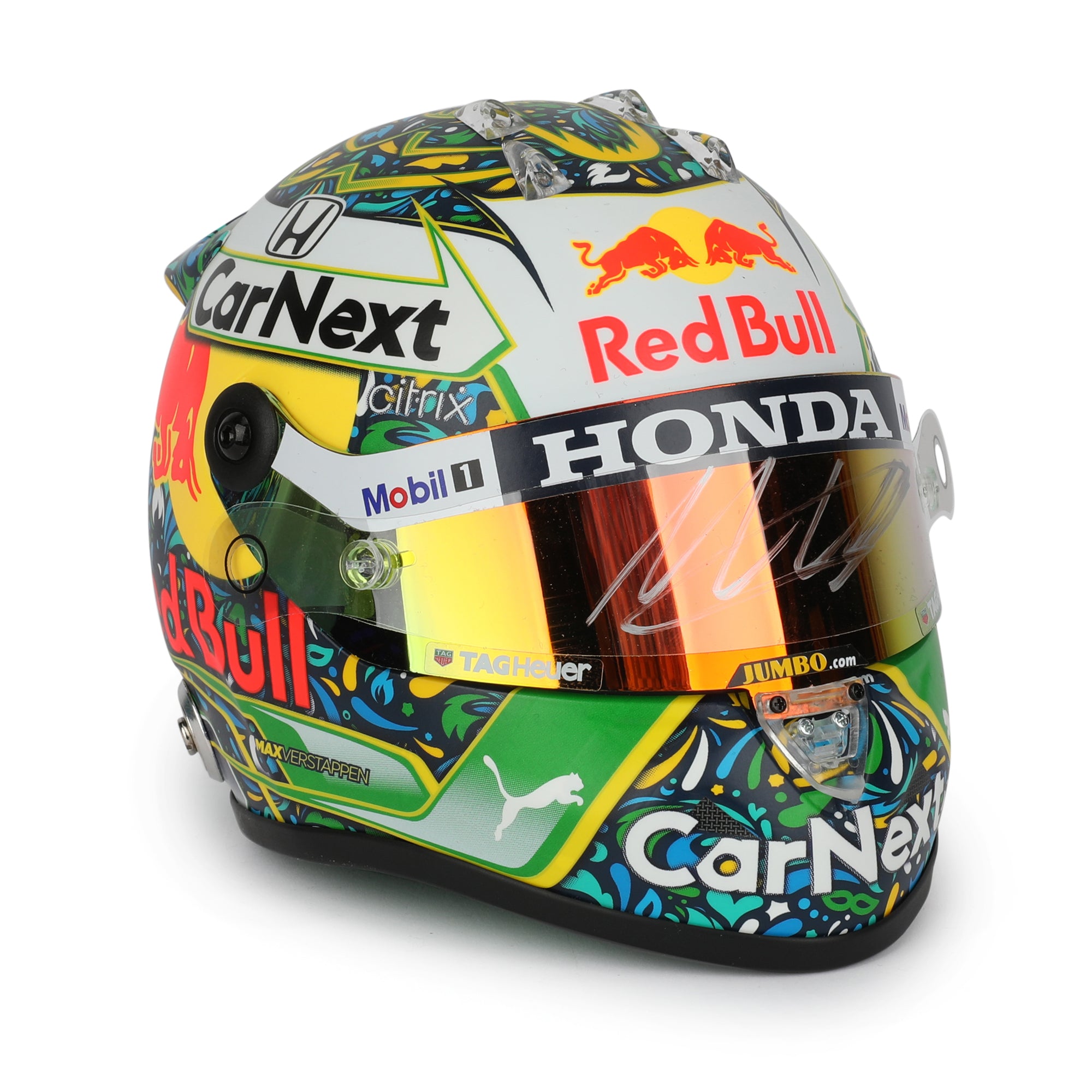 Max Verstappen Signed 2021 Red Bull Racing 1:2 Scale Helmet - Brazilian GP