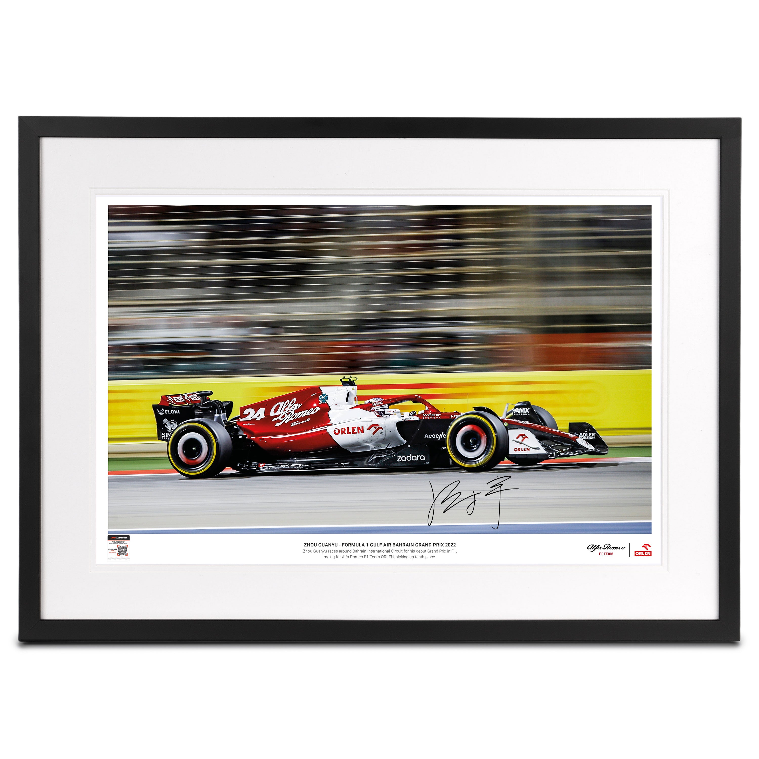 Zhou Guanyu 2022 Signed Photograph – Bahrain GP